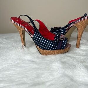 Not Rated Red,White & Blue Polka Dot Heels